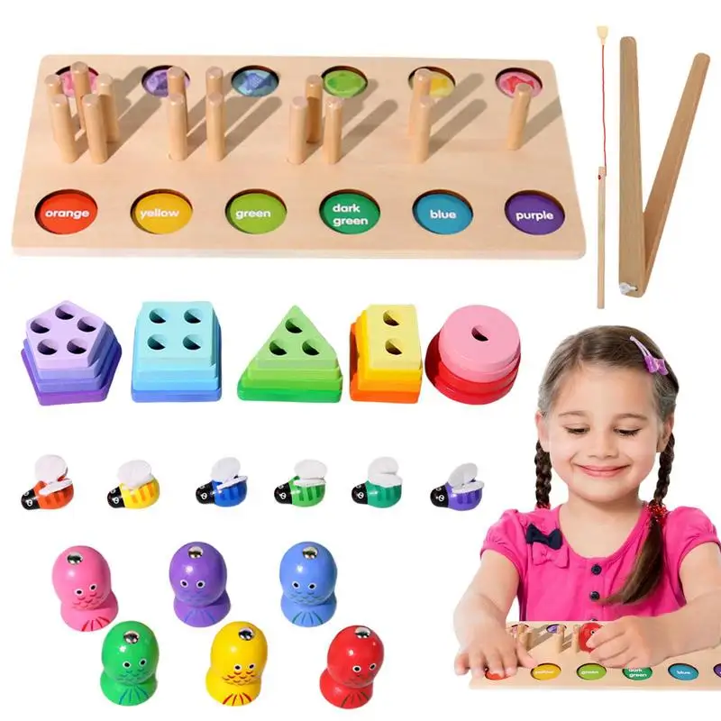

Shape Sorter Shape Stacking Game Color Recognition Preschool Educational Toys Montessori Game For Boys Girls Early Learning