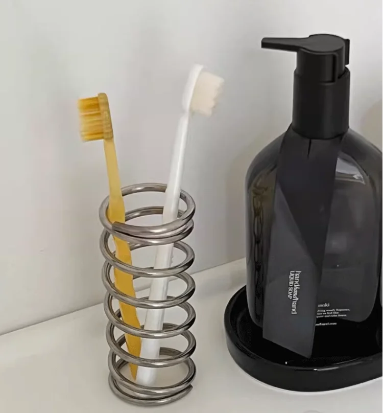 Creative Stainless Steel Metal Toothbrush Holder Rack Bathroom Toothware Toothpaste Makeup Brush Storage Decoration Storage Rack 4