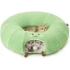 cat tunnel bed for indoor cats, cute cat donut toy tunnel for small large cats with washable circle cushion, peekaboo pet cave 1