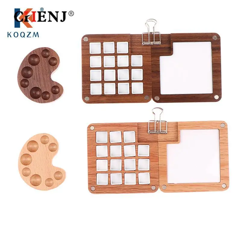 

Empty Wooden Watercolor Palette Ins Style Travel Portable Mini Watercolor Acrylic Paint Box Square Tray Box Art Painting Supplie
