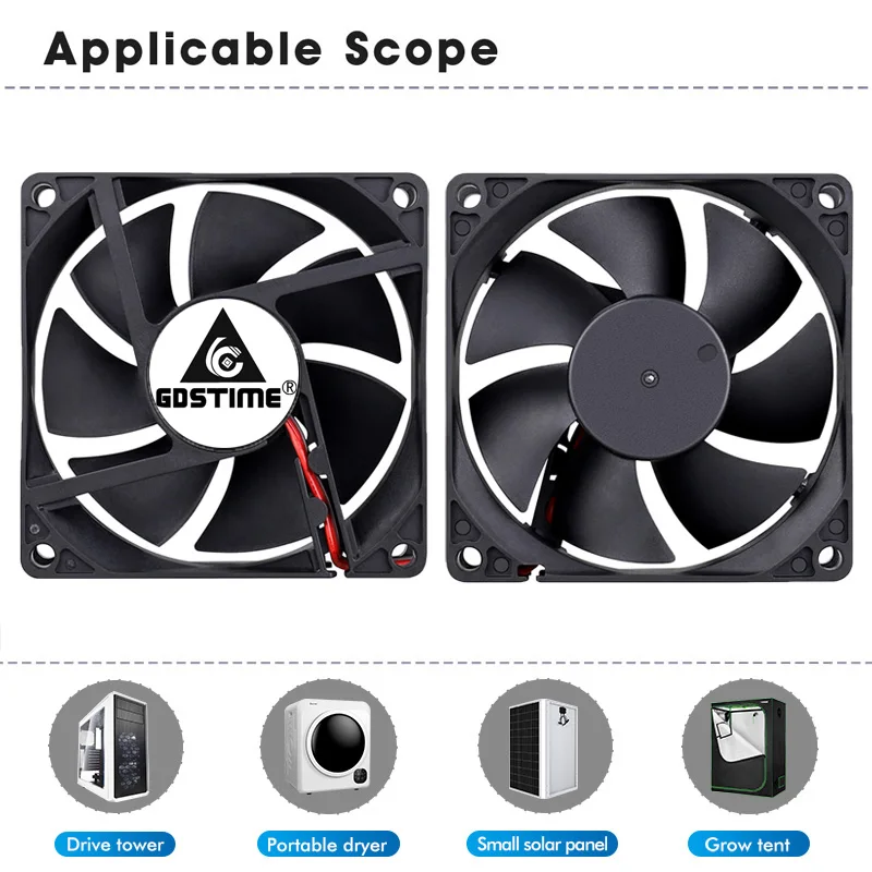 Gdstime-8020 Ventilador Cooler da CPU, 80mm, 8cm,