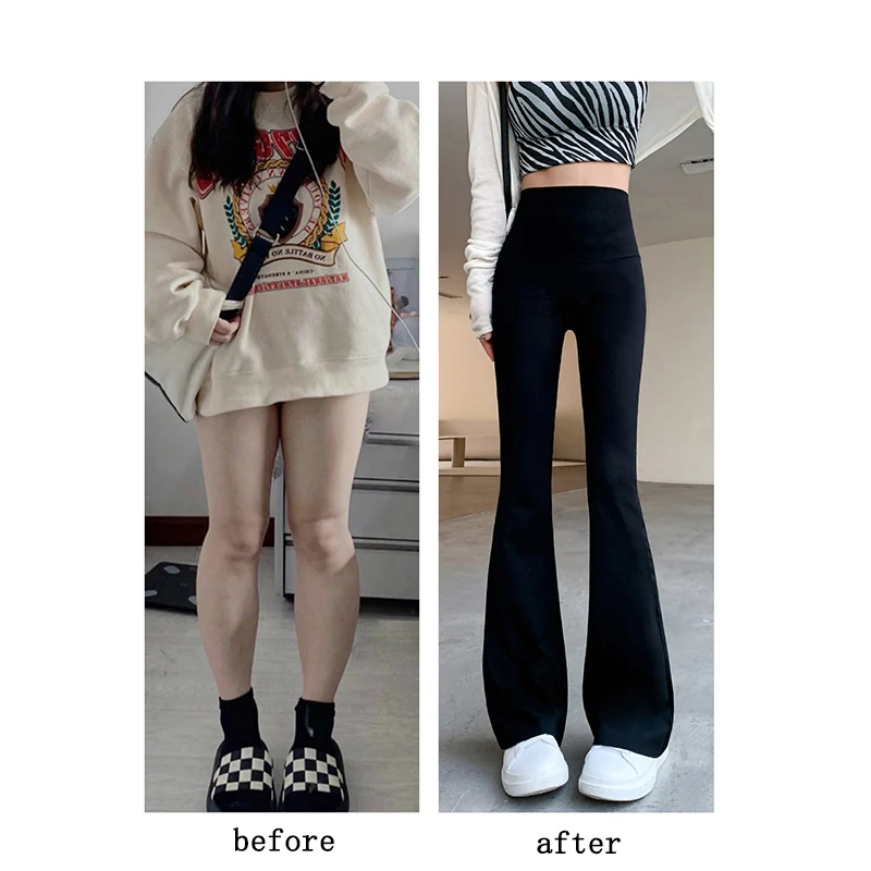 High-Waist Booty-Lifting Flare Pants for Women - Slim Fit, Stretchy, Casual Streetwear Leggings - Image 5