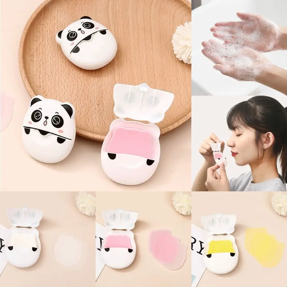 

Panda Shape Paper Soap Mini Boxed Soap Fragrant Tablets Cleaning Soaps Scented Slice Hand-washing Soap Tablets Children