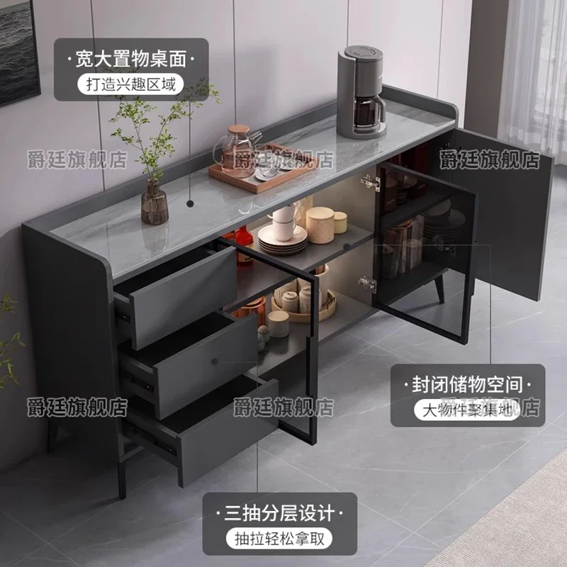 Rock Plate Solid Wood Sideboard Cabinet Nordic Multifunction Living Room Display Cabinet Kitchen Furniture Muebles Cocina FYSC