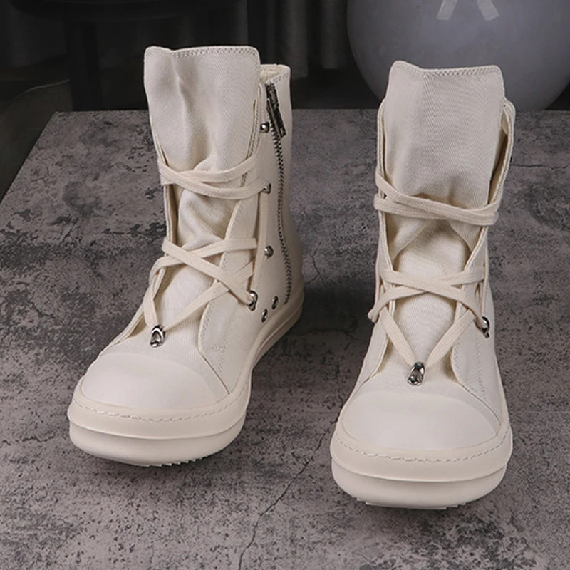 Men's Casual Shoes Fashion Canvas Shoes for Woman Pentagram Design White Solid Women's Sneakers Lace-up Men's Sneakers
