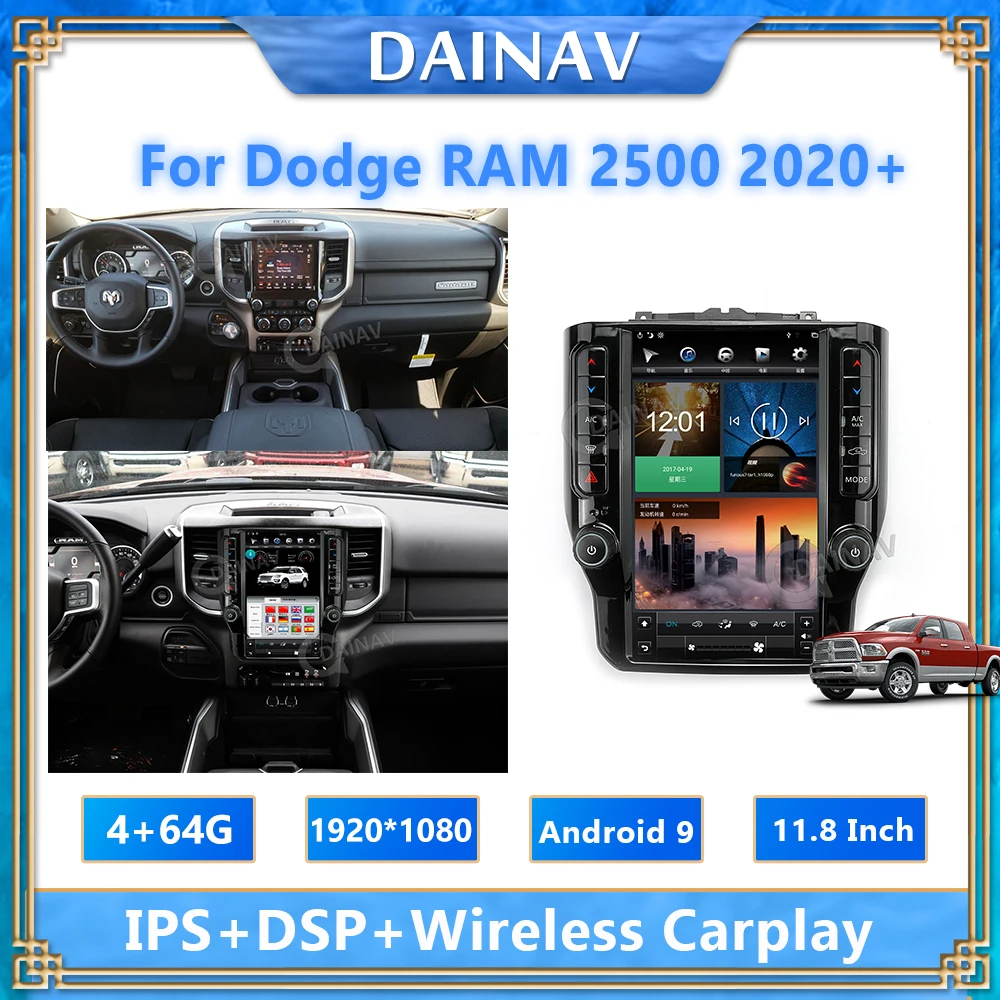 

128GB Vertical Tesla style Android car GPS Navigation for Dodge 2500 2020+ radio tape recorder headunit Multimedia player