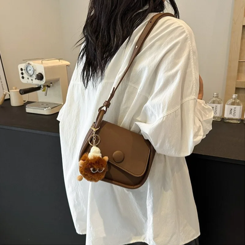 Elegant Commuting Small Flap Shoulder Bags for Women Solid Color Pu Leather Handbag Clutch Lady Crossbody Purse Messenger Bag