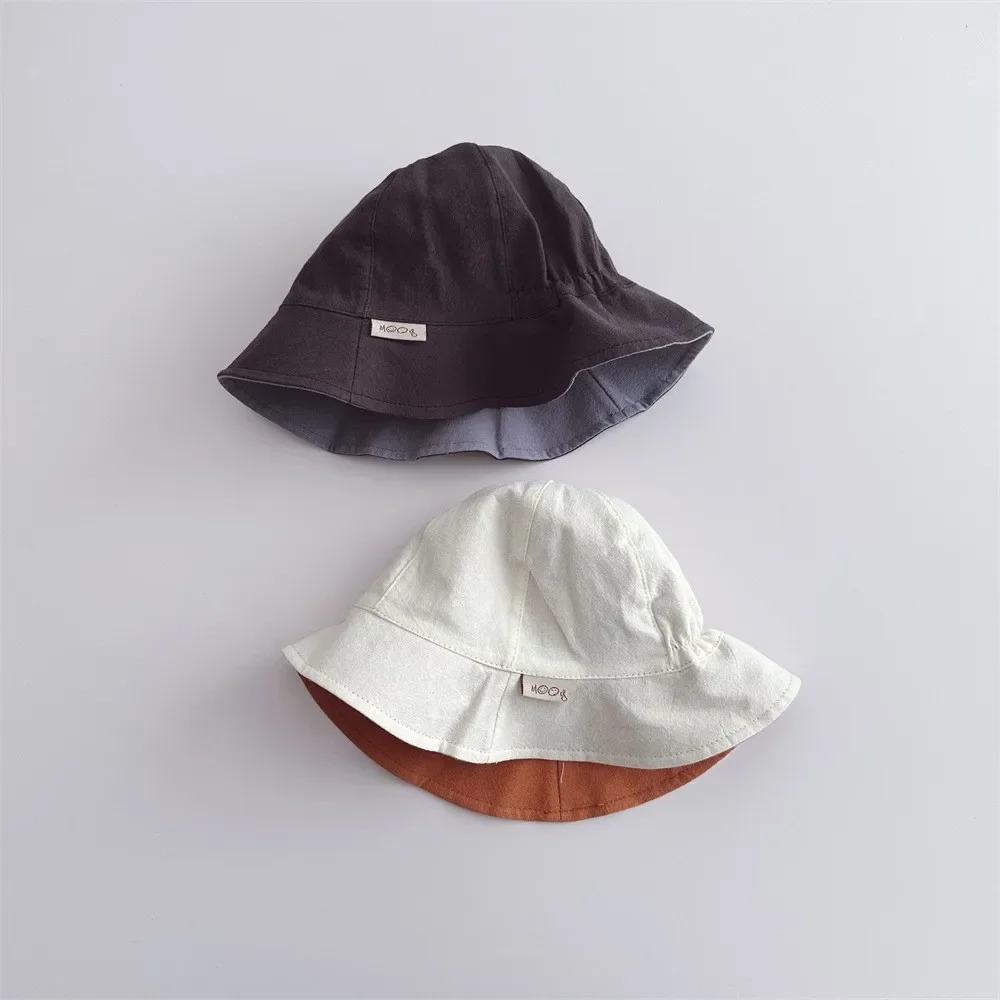 New Boy Children Striped Lacing Fisherman's Cap Girl Baby Solid Casual Sunscreen Hat Infant Cotton Caps Kid Windproof Basin Hats 5