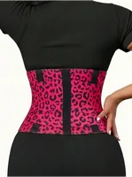 Ceinture amincissante pour femme à imprimé léopard, double ceinture, fermeture réglable, haute compression, contrôle du ventre 2