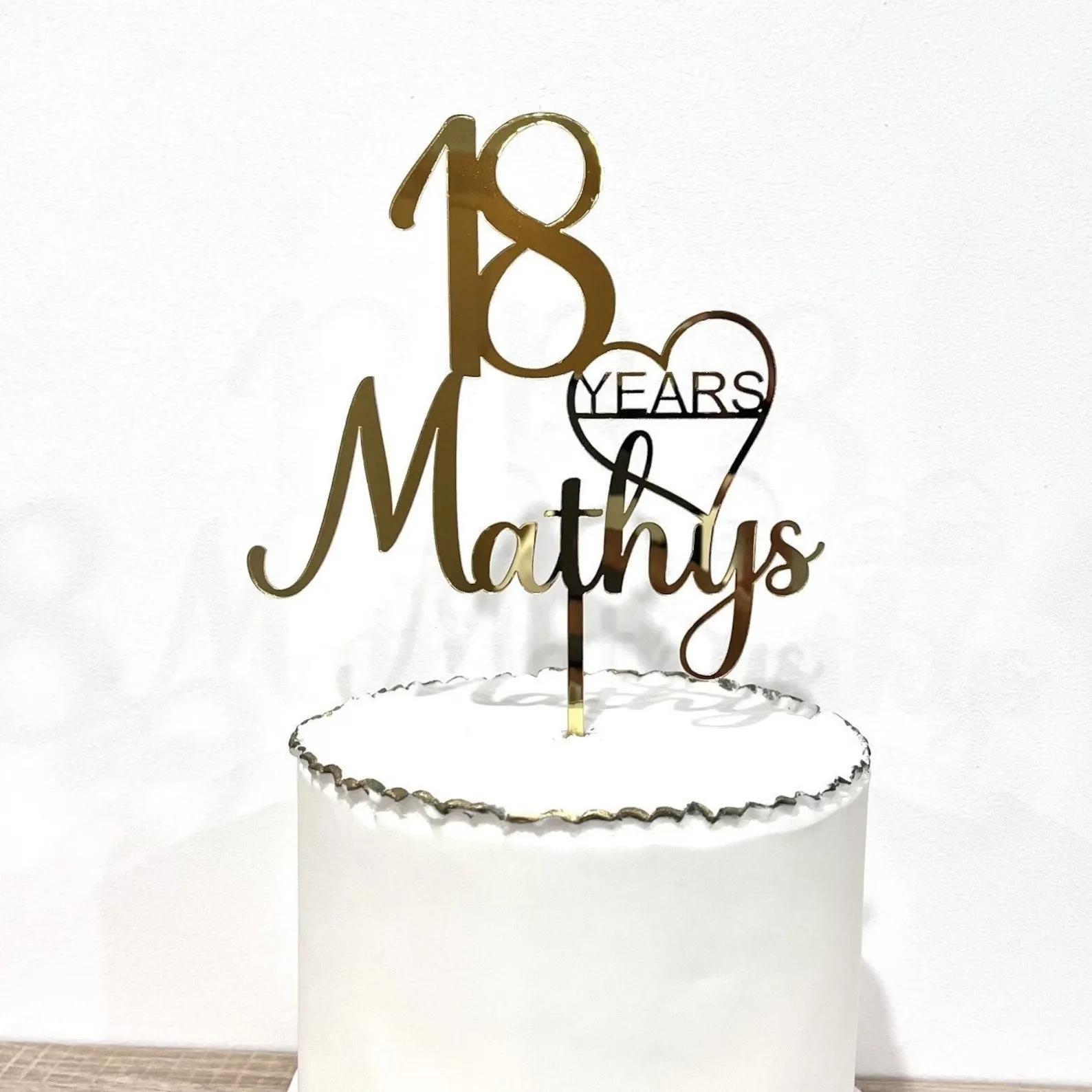 

Personalized Happy Birthday Cake Topper,Custom name and Age Gold Mirror Birthday Cake Topper Birthday Party Decor