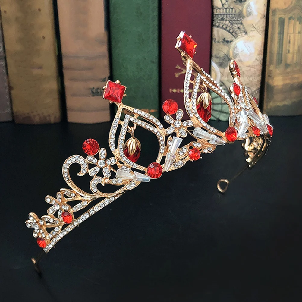 

1 Set Rhinestone Inlaid Crown Headband Necklace Clip-on Earrings Little Girl Crown Headband