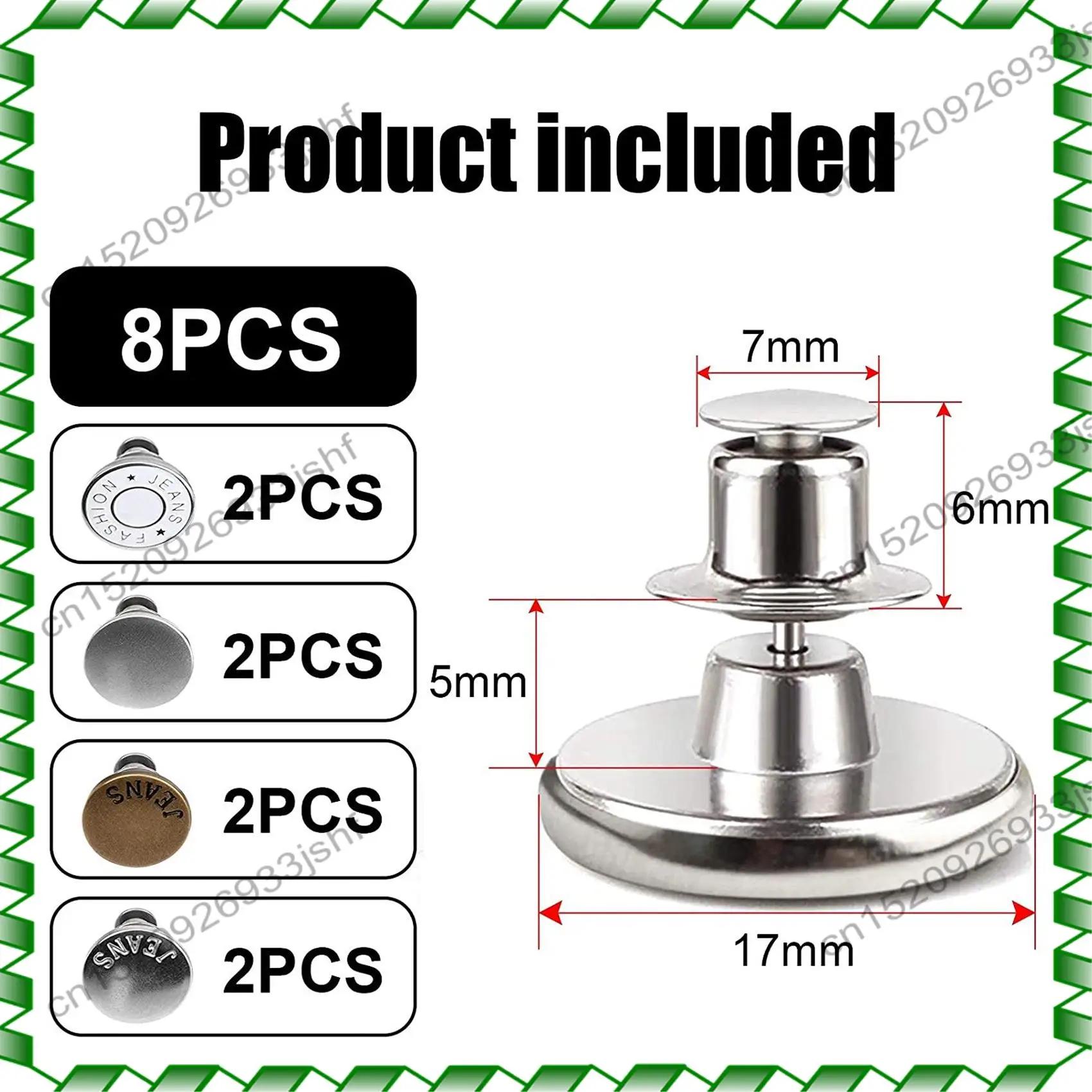 -BOFF 버튼 핀 청바지 8세트, 매끄러운 핏, 탈부착 가능한 바지 버튼 핀, 완벽한 핏 인스턴트 청바지 버튼