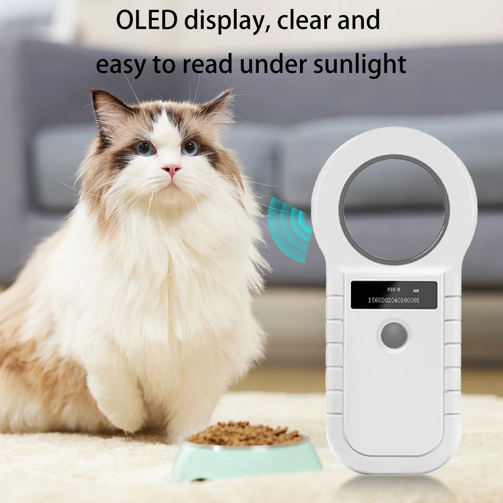 Pet Microchip Scanner 134.2kHz 125kHz Chip Transponder with Stable OLED Display Animal Tag Reader for ISO 11784/11785 FDX-B EMID
