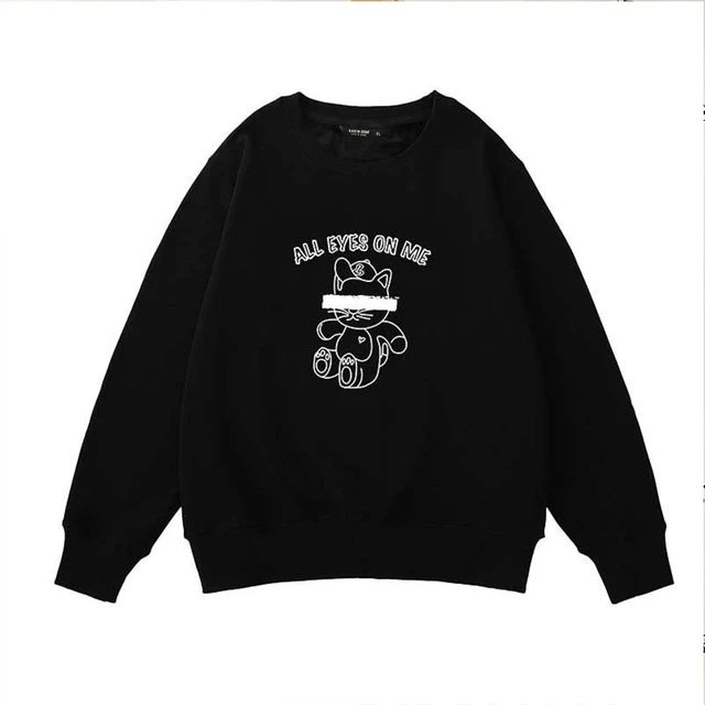 JUNGKOOK Black White Pullover Sweatshirts Print Hoodies Fashion Casual  Unisex Tops Autumn Winter Loose Sweatshirts Hoodies