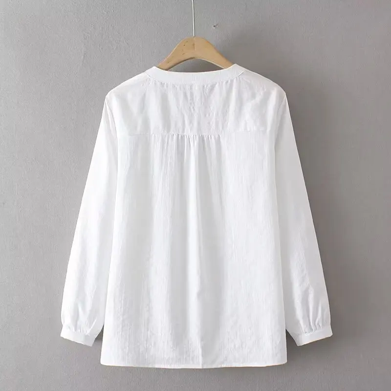 Fashion Plus Size Women's Blouses 2025 Autumn New Style Elegant Ethnic Style Embroidered V-neck Long Sleeve Shirt