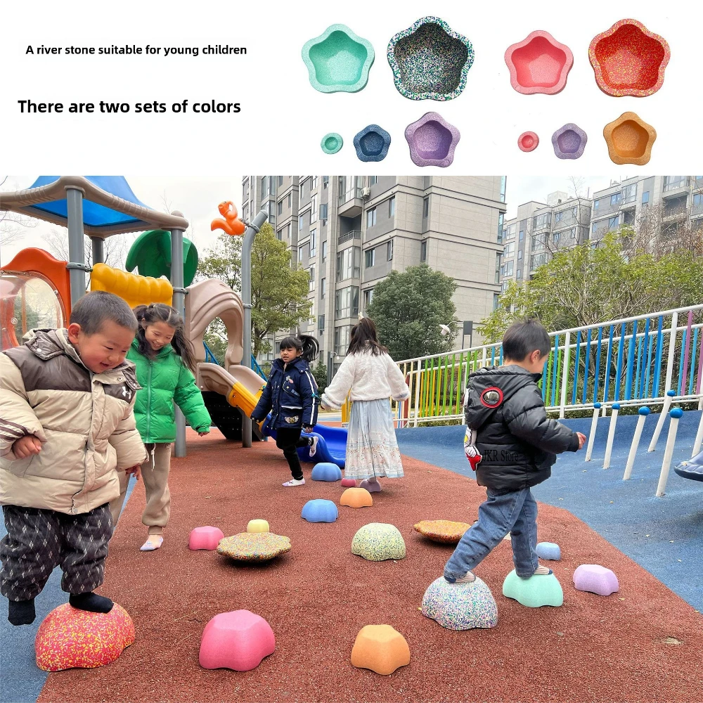 Children Toys Balance Training Foam Ladder Sensory Tube Assist Outdoor Game Stacking Stone Flowers Baby Toy