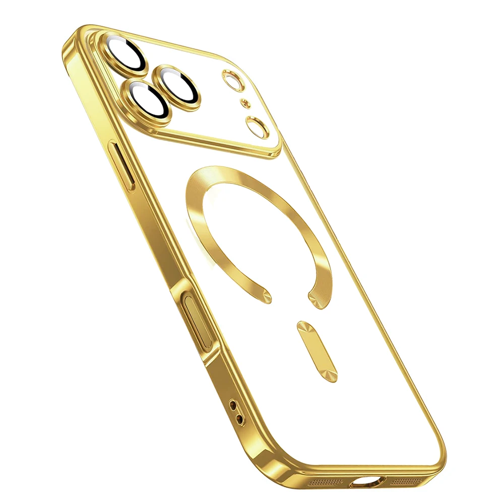 Luxury Glitter Plating Silicone Soft Case with Magnetic Wireless Charging Cover
