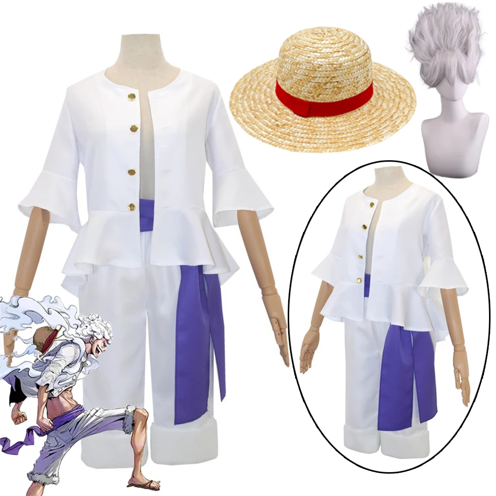 Luffy Cosplay Kostüm Wano Country Outfit Anime Shirt, Hosen, Sash, Nika Form 202