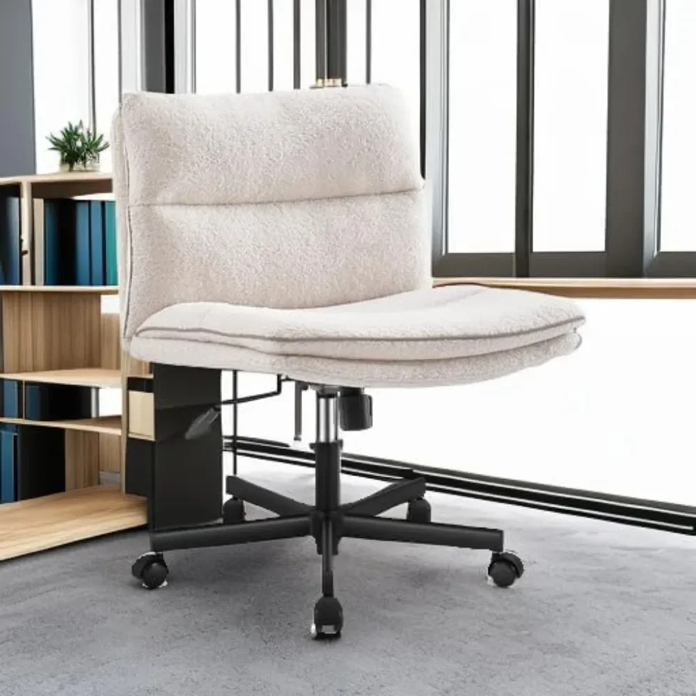 "ergonomic swivel desk chair with faux fur seat for comfortable home office use"