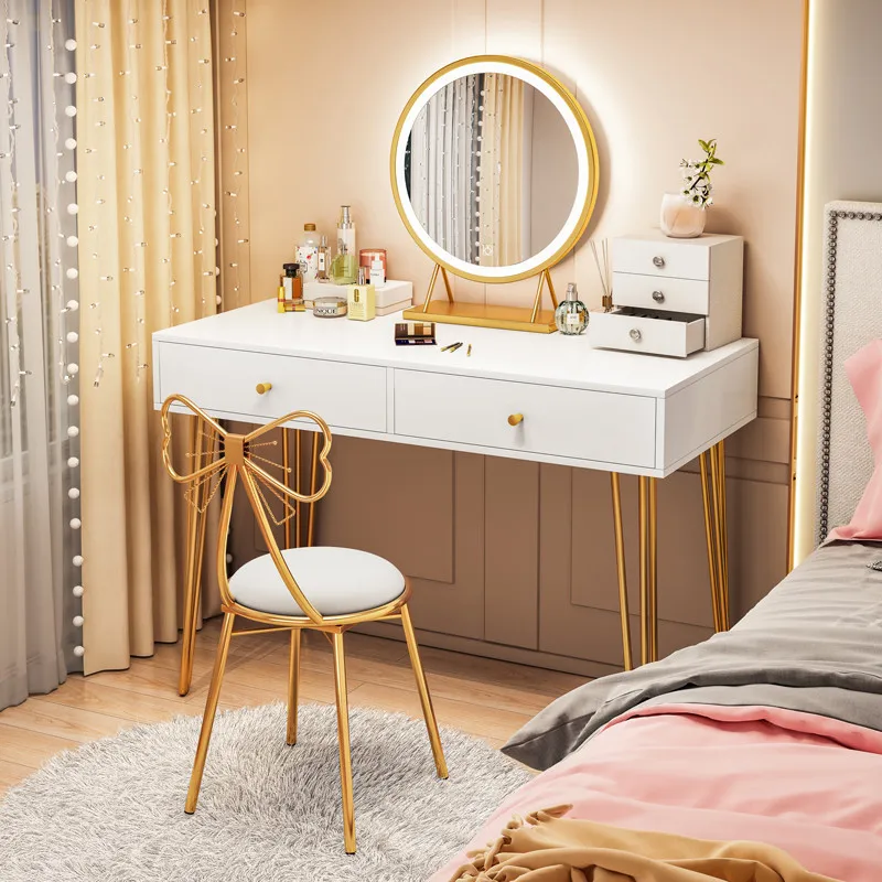 Drawers Minimalist Makeup Table Mirror Chair Storage Light Luxury