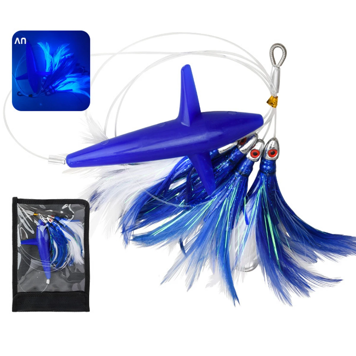 Big Game Fishing Teaser Rigged Feather Bird Trolling Lure Tintenfisch Thunfisch Daisy Chain Mahi Wahoo Lure Salzwasser Kunstköder – Detail 1