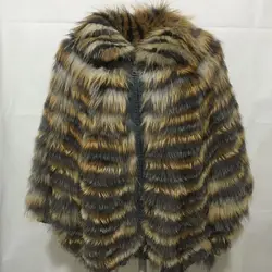real genuine Silver fox fur stripe coat with large cuff 210727