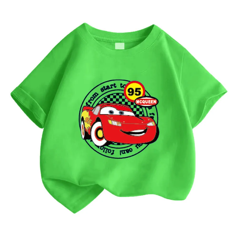Disney co-branded McQueen Kids T-shirt Summer crew-neck cotton Boys Girls Handsome short-sleeved casual T-shirt Fashion T-shirt 6