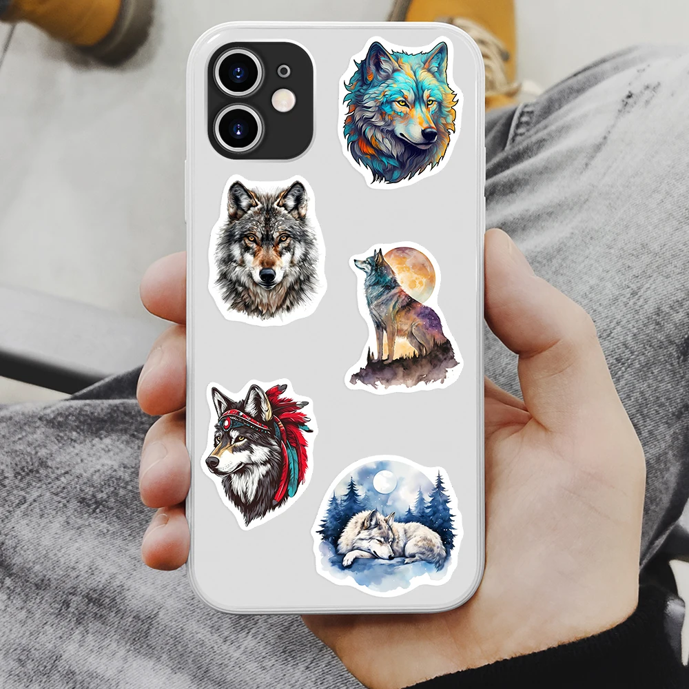 Cool Wolf Art Stickers Kids Aesthetic DIY Gift Toy Waterproof Decal for Scrapbook Junk Journals Laptop Luggage Bottle Decorative Decorative Stickers Adhesive Stickers Animal Stickers