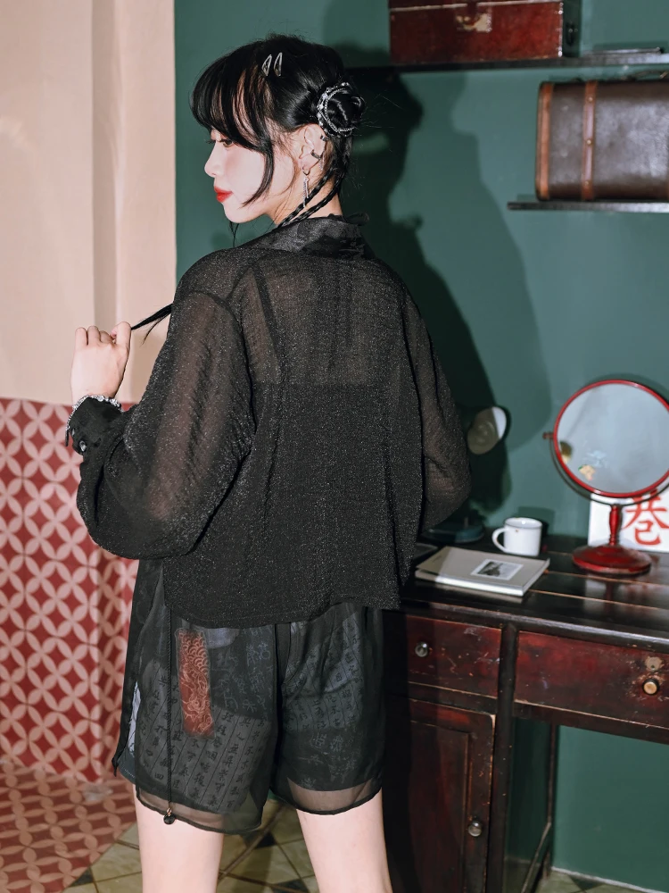 New Gothic Lolita Style Sexy Short Women Vintage Fashion Chiffon Print Short Skirts High Waist Black Mini Kawaii Short Cool Girl