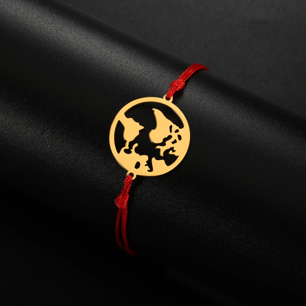 Dawapara The Earth Charm Globus Weltkarte Armband für Männer Frauen Edelstahl Reiseschmuck Abschlussgeschenk – Detail 21