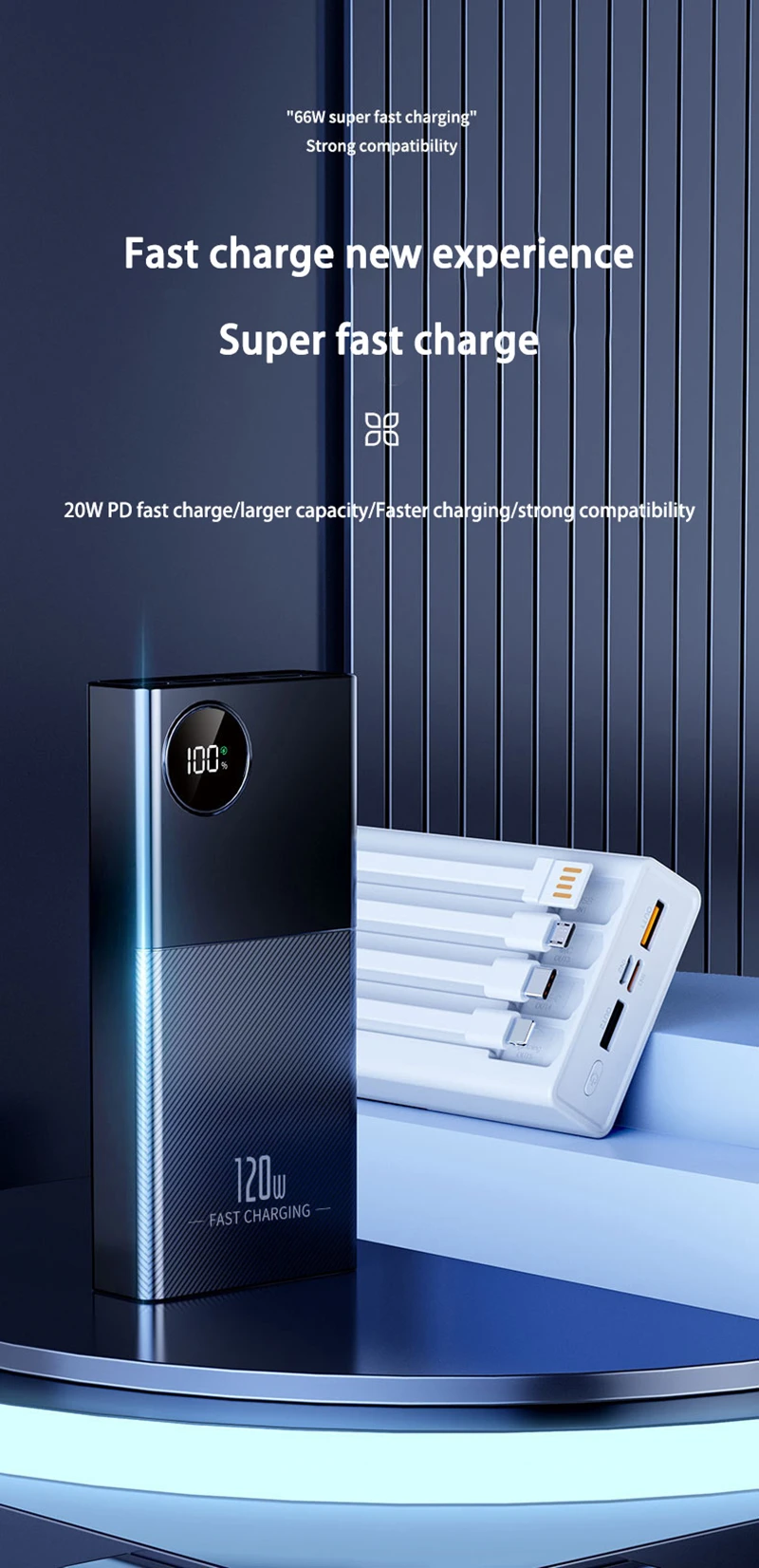 50000 mAh Fast Charging Power Bank Large Capacity Portable 66W Chargers With Four Cable Power Banks External Battery For Xiaomi