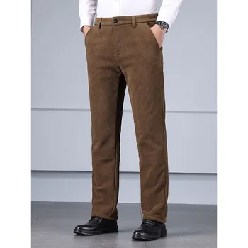 Nuovi pantaloni casual in peluche da uomo nuovi pantaloni di velluto a coste a vita alta autunno e inverno tubo dritto casual allentato 1