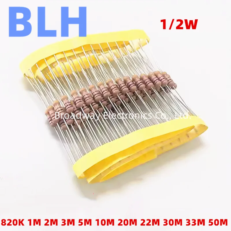 2-10 PCS RI40 0.5W 1/2W 820K 1M 2M 3M 5M 10M 20M 22M 30M 33M 50M Ohm Glas Glazuur Weerstand Dikke Film Weerstanden