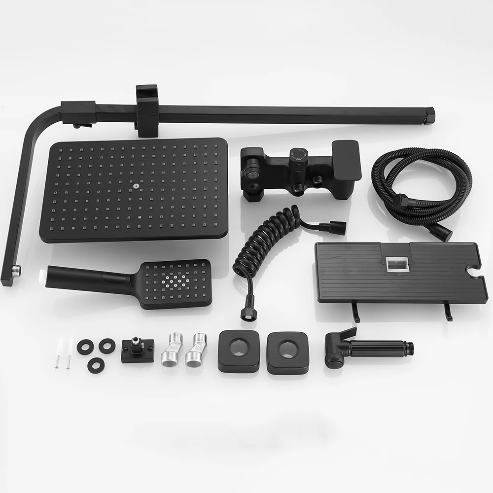 Bathroom Shower Faucet With Shelf Rainfall Bathube Mixer Tap 3-way Function Set 1pc bathroom shower faucet set