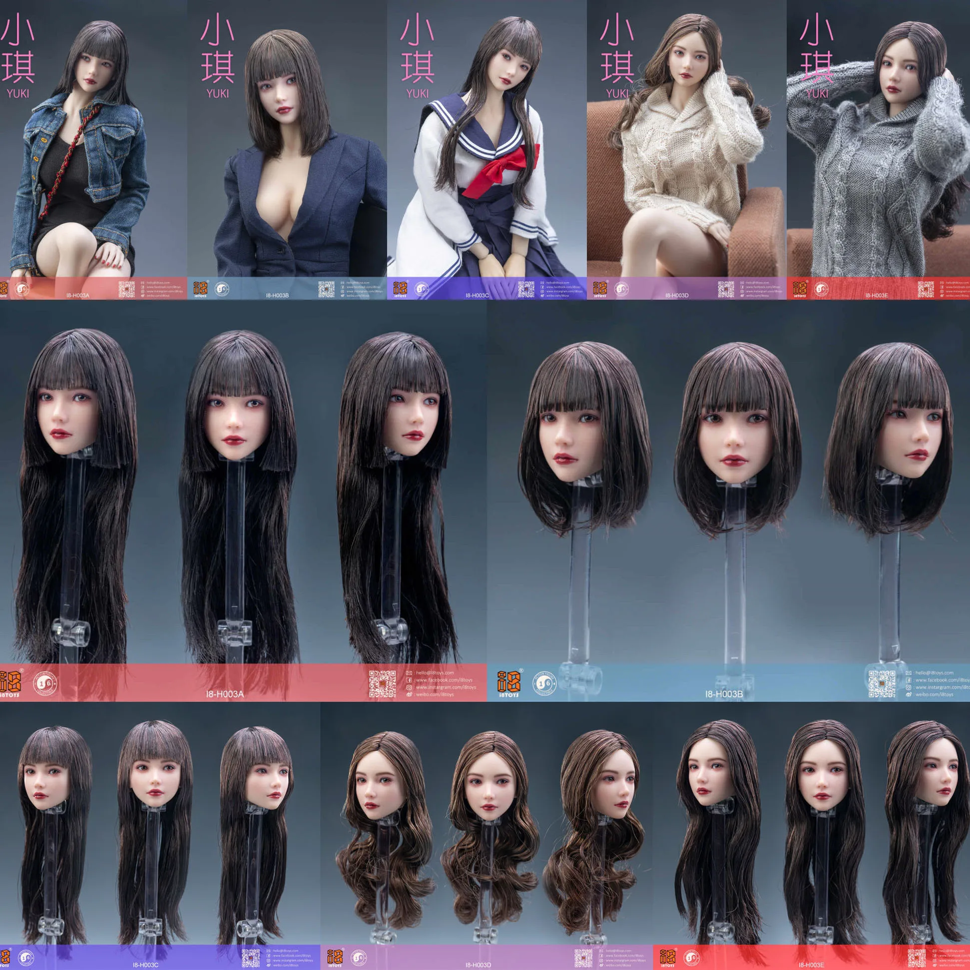 ユキ-アクションフィギュアボディモデル,可動式の目,女性の頭の