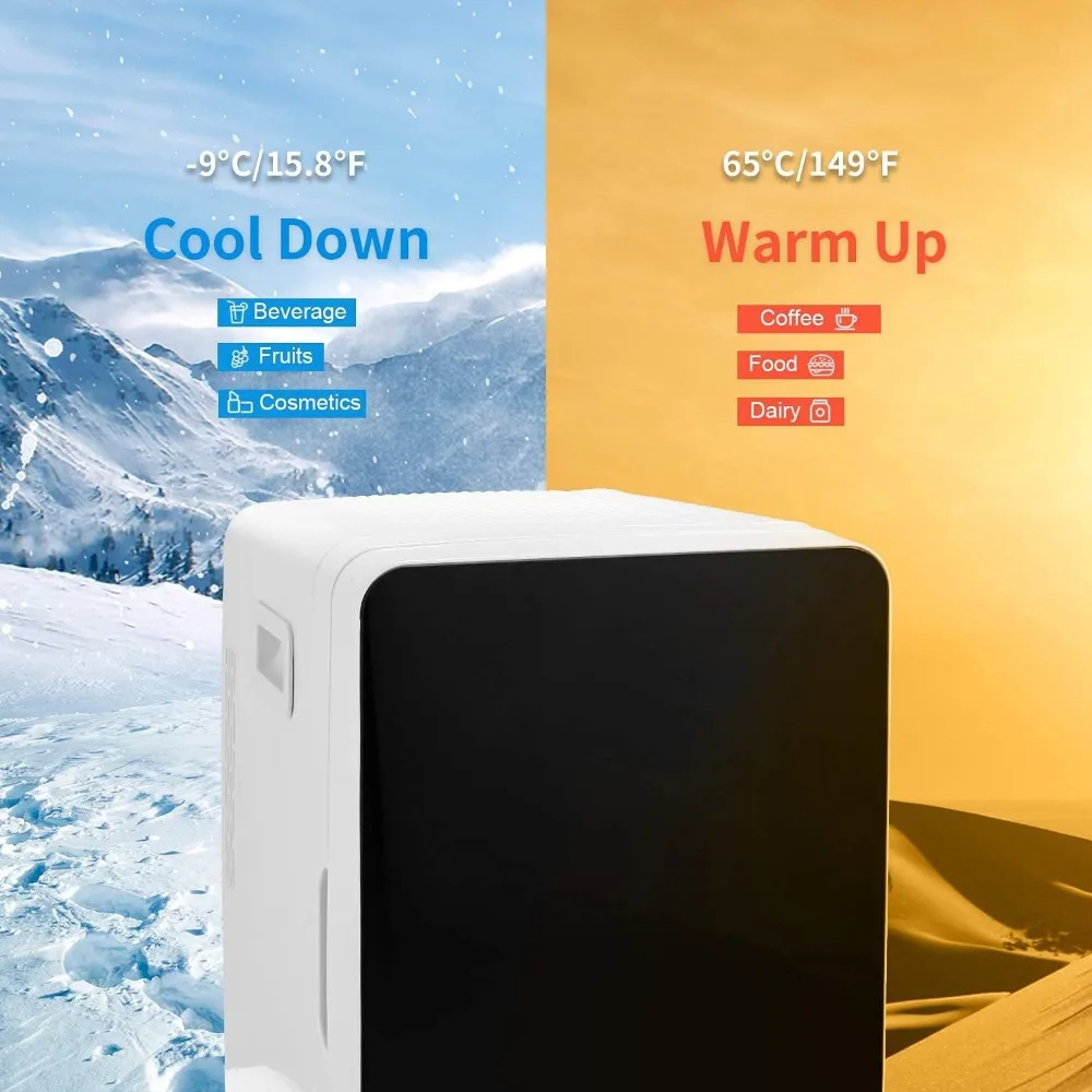 Mini Fridge, 20L Portable Cooler Warmer Refrigerators, 60W Small Refrigerator, AC/DC Compact Skincare Fridge for Skincare