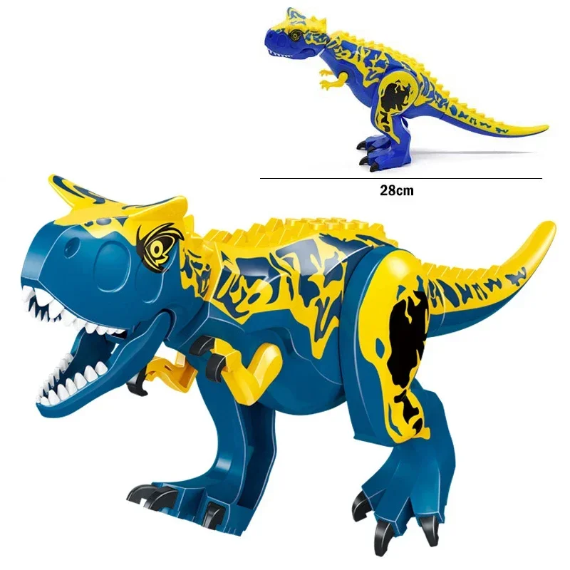 thumbnail image 1 of Figuras de dinosaurios grandes de Jurassic Dino World, bloques de construcción, Velociraptor, T-Rex, Triceratops, Indominus Rex, juguetes para niños, 1 of 5