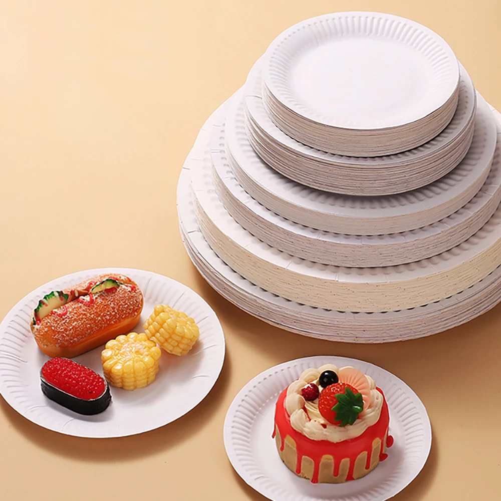Description Picture 2 of itemSet Disposable Paper Plate White DIY Birthday Party Decoration Dining Plate Nordic Minimalist Tableware Set
