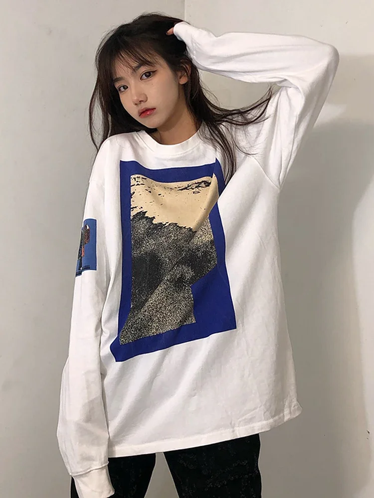 

LIFE CAVEMPT C.E Fragmented Long sleeved T-shirt with large print INS matching base sweater hoodie for autumn and winter