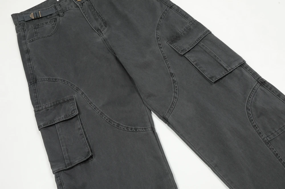 Wide Leg Men Cargo Pants Fashion Trousers Sweatpants Multi-pocket Casual Designer Special Sewing Streetwear