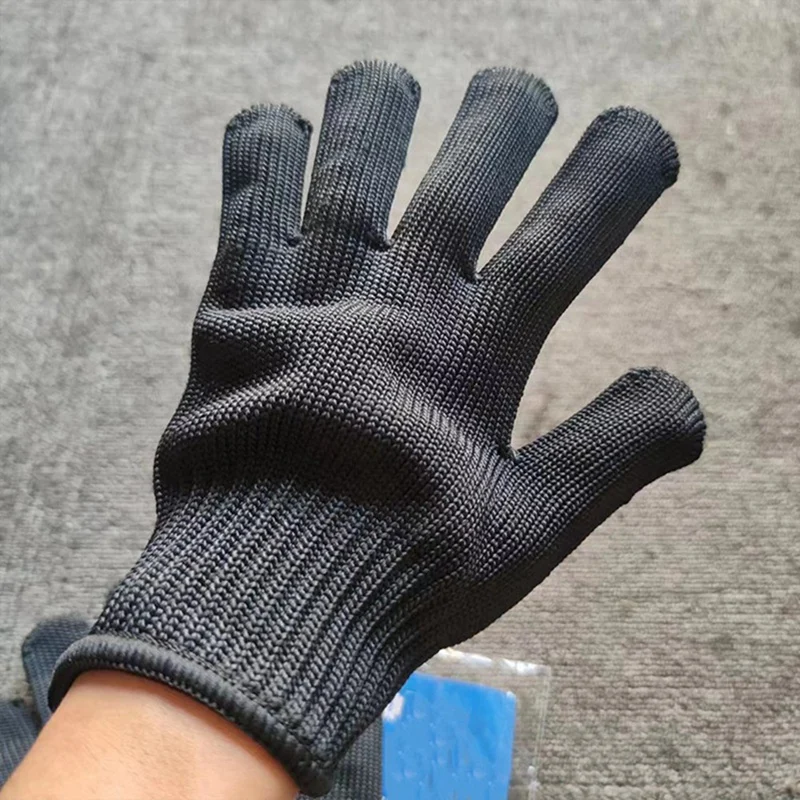 1Pair Black Steel Wire Metal Mesh Gloves Anti Cutting Wear Working Gloves Garden