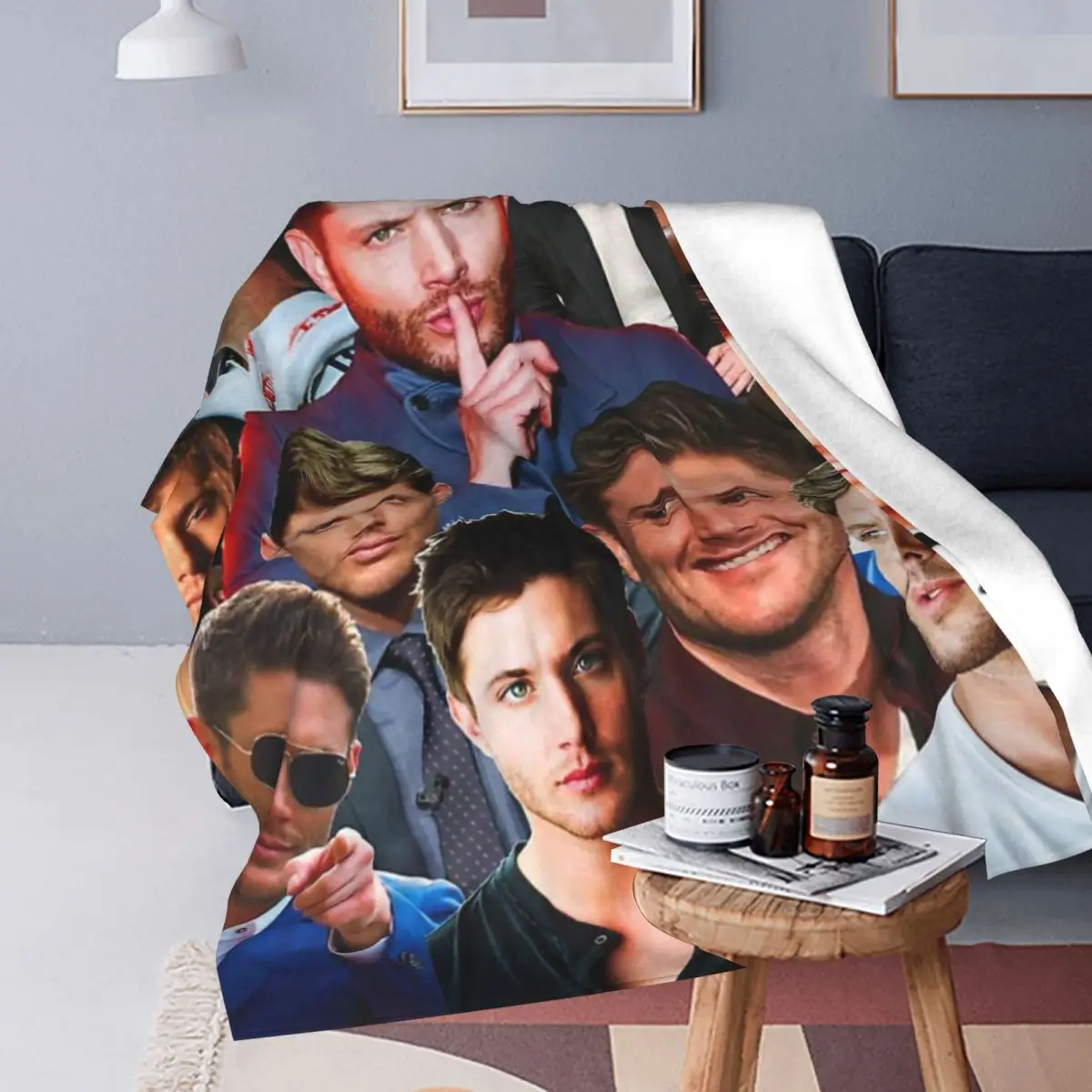 Throw Blanket Jensen Ackles Micro Fleece Blanket Four Sizes Retro Portable For Camping AntiPilling Blanket 4