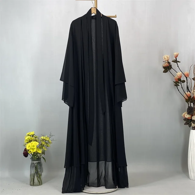 108603-d60ebd.jpg Abaya Ouverte en Mousseline de Soie pour Femme Musulmane, Kaftan Islamique, Caftan Marocain, Robe Modeste, Kimono de Dubaï, Ramadan Kebaya