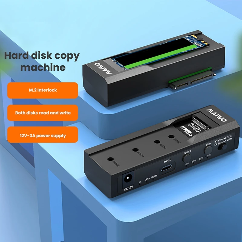 MAIWO 듀얼 베이 M.2 Nvme 케이스 및 SATA HDD 도킹 스테이션, C타입 도킹 스테이션, 3.5Quot, 복제 복사기