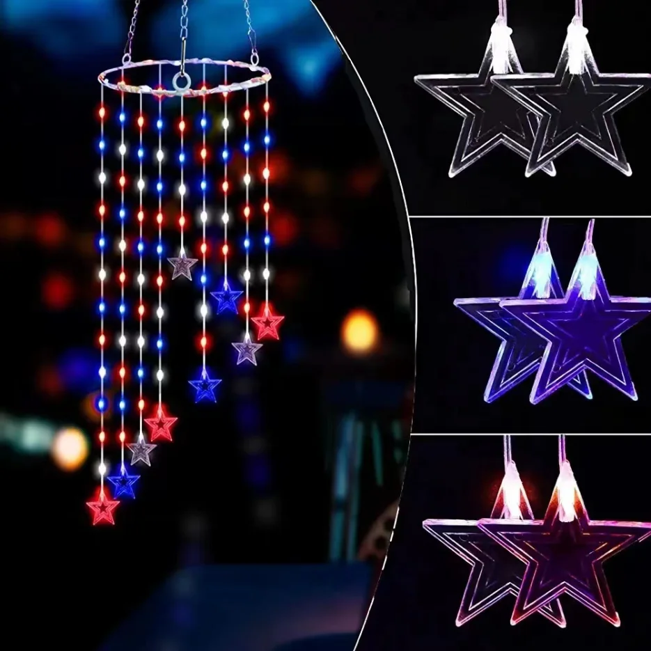 8 Mode Battery Box Five Pointed Star Color Changing Wind Chime Lamp Hanging Lamp Outdoor Hanging Lamp Courtyard Garden solar floating pool lights built in 600mah battery energy saving 7 colors changing rotating garden lamp
