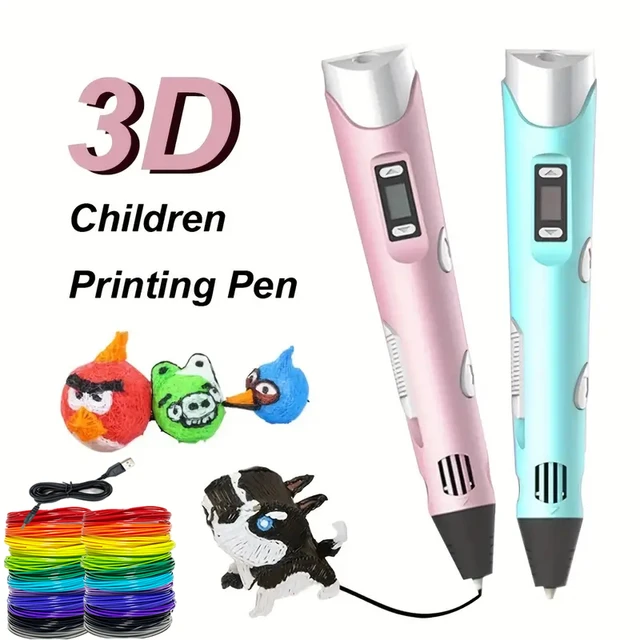 Bolígrafo 3D para niños, Pluma de impresión de dibujo con pantalla LCD,  Compatible con filamento PLA, juguetes para niños, regalo de Navidad y