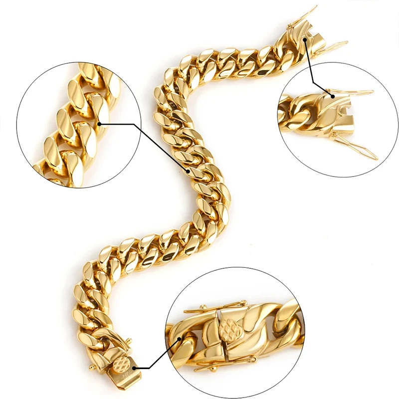 Hip Hop Curb Cuban Link Chain 2022 New Do Not Fade Bracelet for Women Men Stainless Steel Gold Silver Bracelet Fashion Jewelry