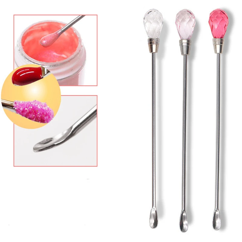 

1Pc Nail Art Stirring Rod Tools Stainless Steel Acrylic Powder Liquid UV Gel Spoon Spatula Pin Dotting Pen Nail Manicure