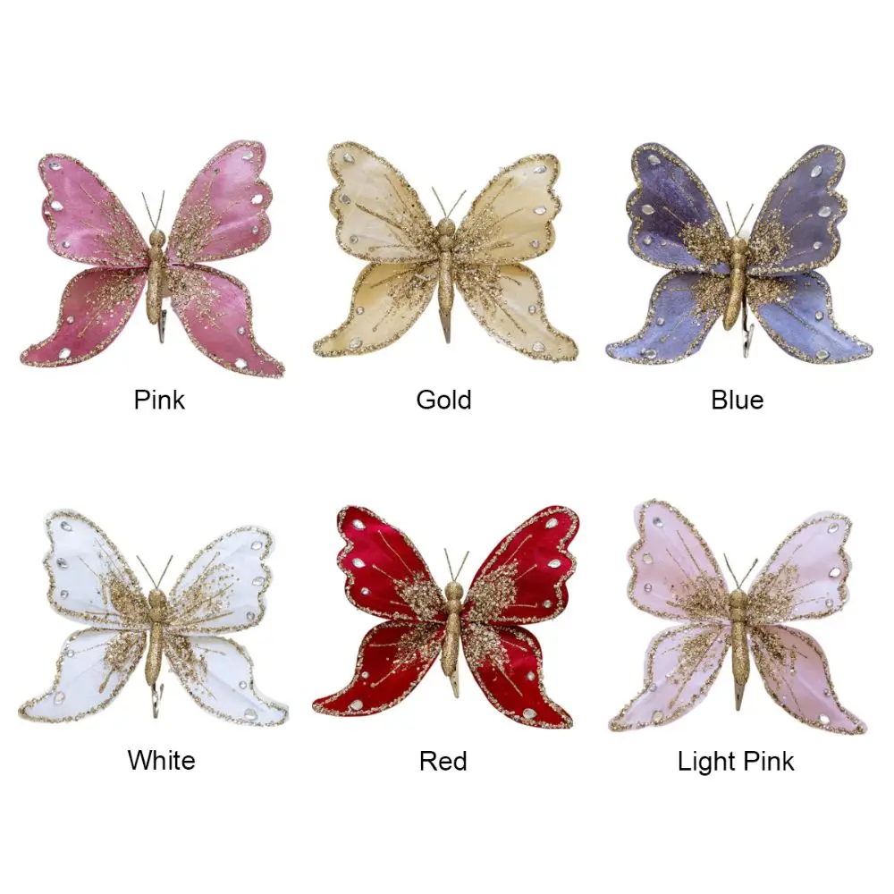 Christmas Tree Decoration Multicolor Christmas Tree Decoration Gold Powder Butterfly Ornament 25*21cm