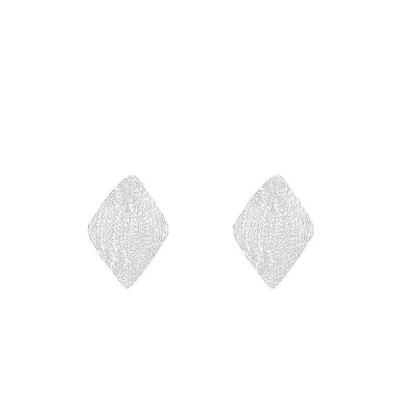 100% 925 Sterling Silver Geometric Earrings for Women Girl Simple Rhombus Polished Design Jewelry Birthday Gift Dropshipping